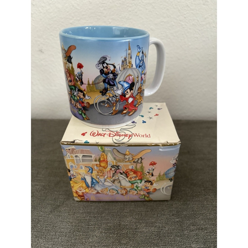 Vintage Walt Disney World Mug Cup 25th Anniversary 1996 90s Mickey Donald New
